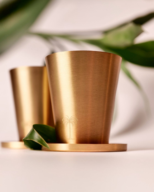Aranyam Brass Tumbler and Coaster